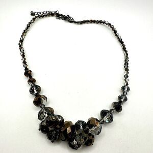 Stunning faceted black/dark gray crystal beaded necklace!